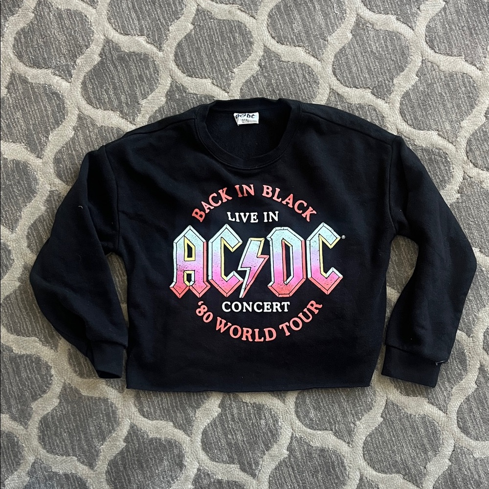 AC/DC Black Kids Sweatshirt with Pink and Blue Gradient Logo